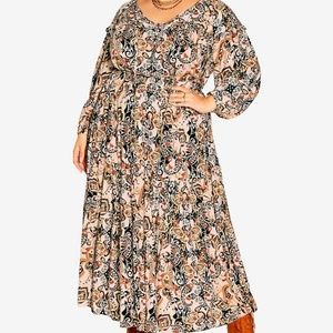 EUC City Chic Trendy Desert Bloom Maxi Dress Size L - 20